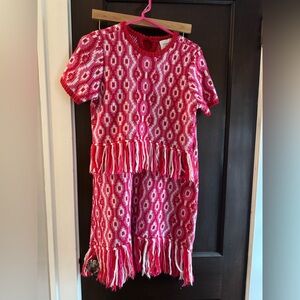 Hyacinth House Red & Pink Geo Knit Mara Top & Mabel Skirt Matching Set, Small